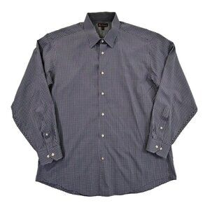 Ben Sherman Shirt Men's Large 16 32-33 Grey Check Long Sleeve Button Up EUC LN
